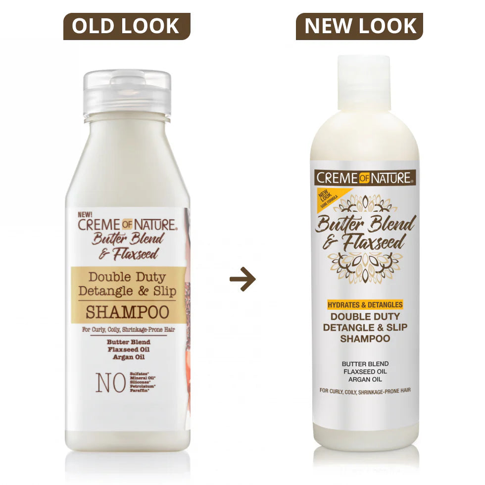 Creme Of Nature Butter Blend & Flaxseed Double Duty Detangle & Slip Shampoo 12 oz