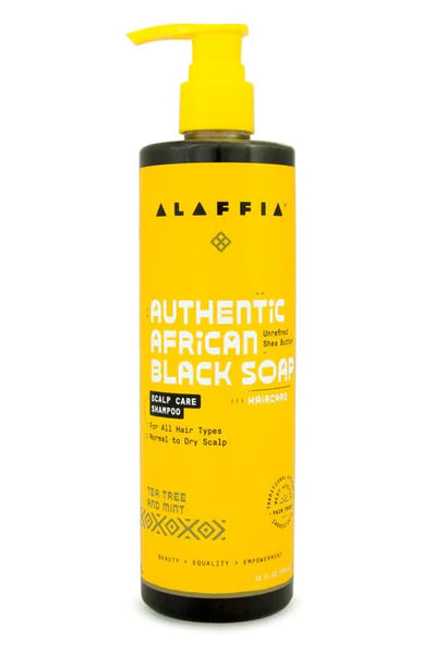 Alaffia Authentic African Black Soap Scalp Care Shampoo w/ Tea Tree & Mint 12 oz