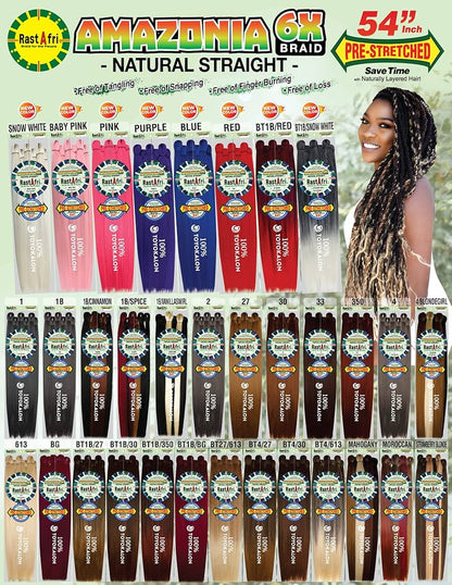 RastAfri Amazonia 6X Pre-Stretched Braid Hair 54"