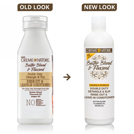Creme Of Nature Butter Blend & Flaxseed Double Duty Detangle & Slip Rinse-Out & Leave-In Conditioner 12 oz
