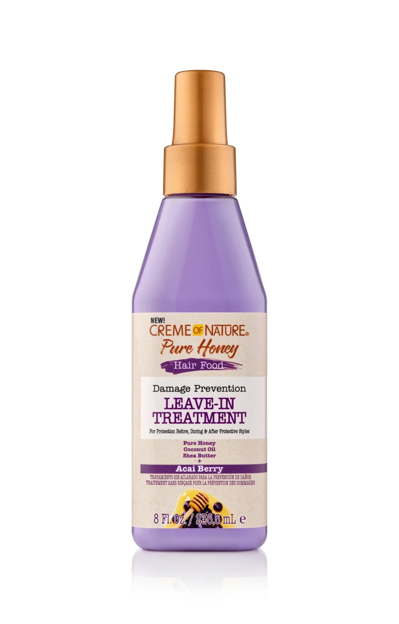 Creme Of Nature Pure Honey Hair Food Damage Prevention Leave-In Treatment w/ Acai Berry 8 oz