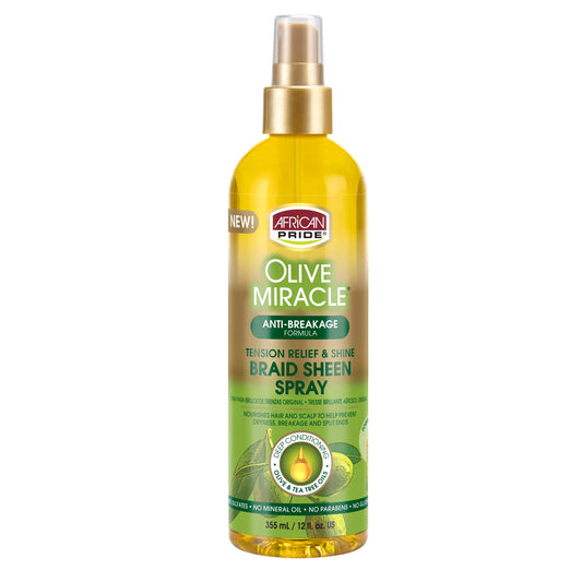 African Pride Olive Miracle Anti-Breakage Formula Braid Sheen Spray 12oz