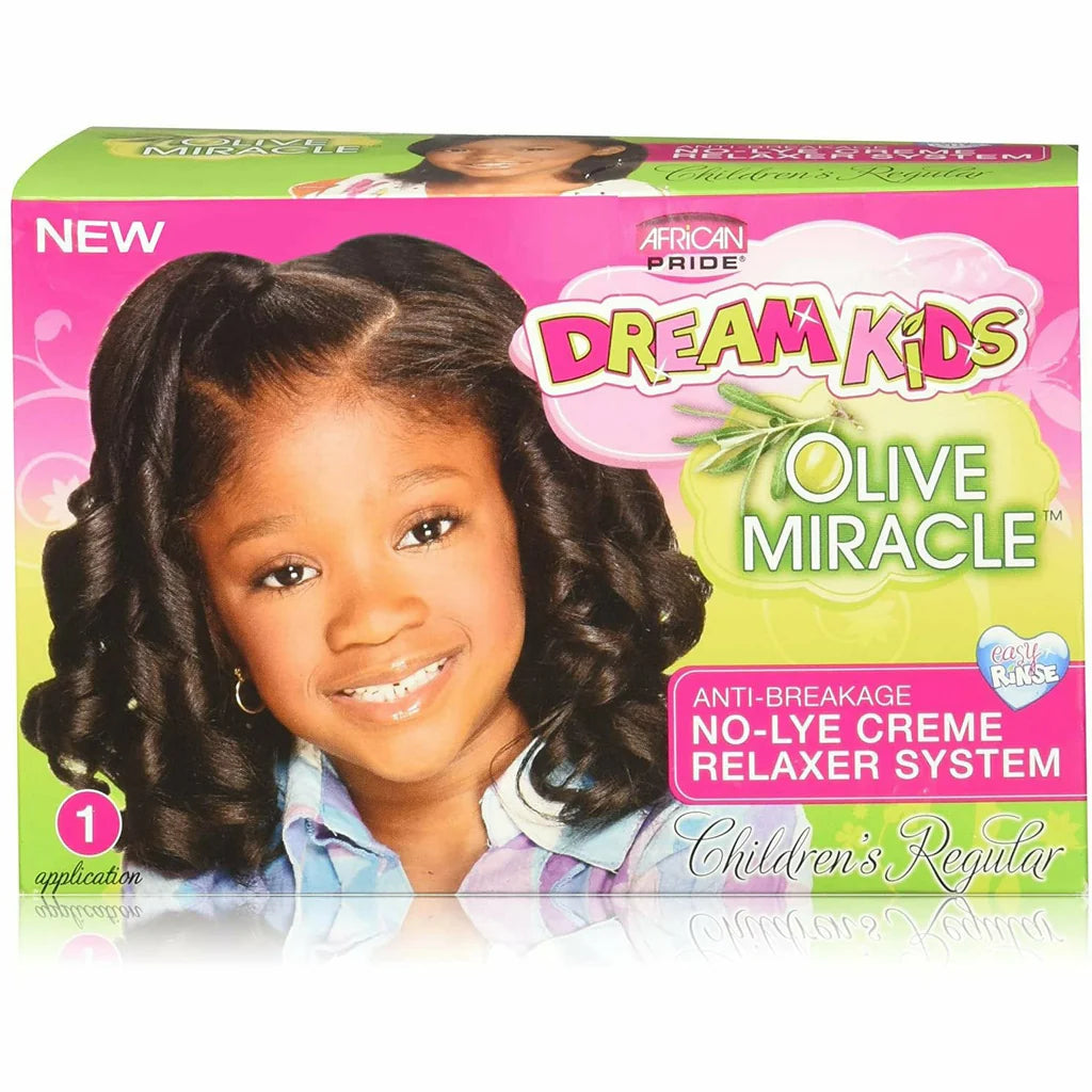 African Pride Dream Kids Olive Miracle Anti-Breakage No-Lye Creme Relaxer System (Children's Regular)