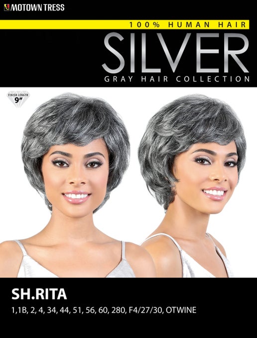 Motown Tress 100% Human Hair Silver Gray Hair Collection Wig - SH.RITA