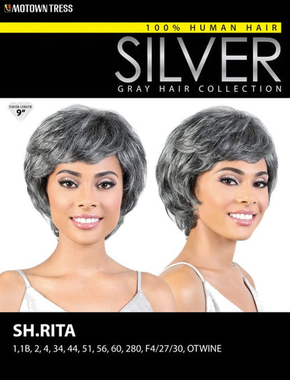 Motown Tress 100% Human Hair Silver Gray Hair Collection Wig - SH.RITA