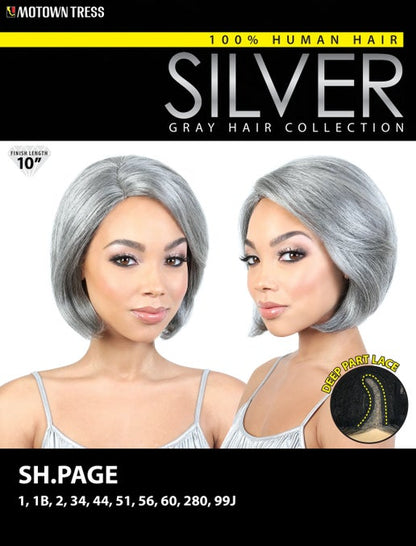Motown Tress 100% Human Hair Silver Gray Hair Collection Wig - SH.PAGE