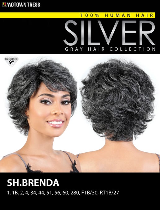 Motown Tress 100% Human Hair Silver Gray Hair Collection Wig - SH.BRENDA