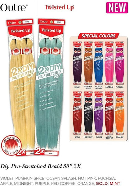 Outre Twisted Up 2X DIY Pre-Stretched Braid Hair 50"