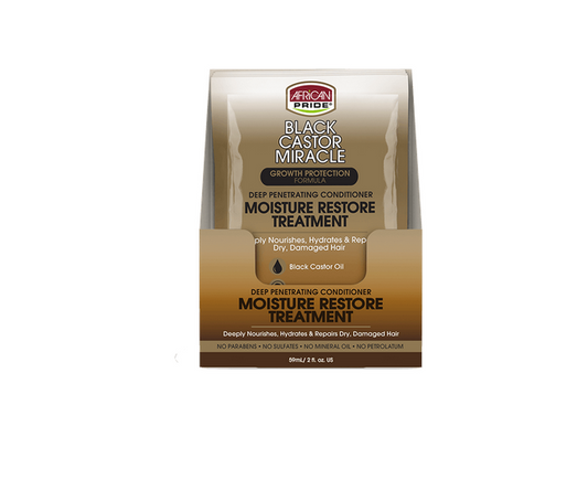 African Pride Black Castor Miracle Moisture Restore Treatment 2oz